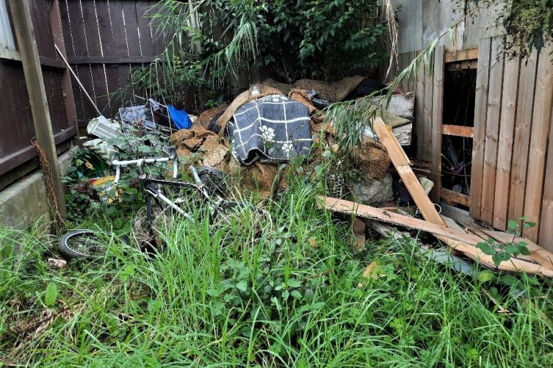 Pile of rubbish in backyard