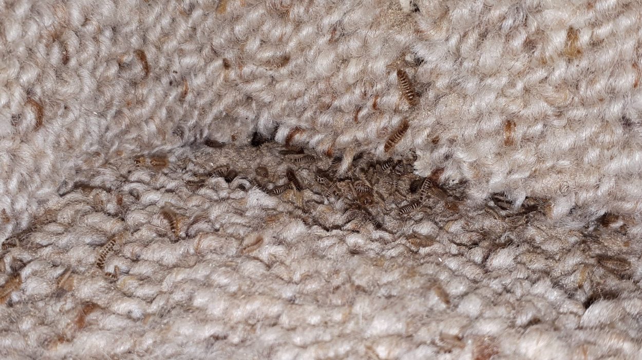 Carpet beetle larvae in carpet